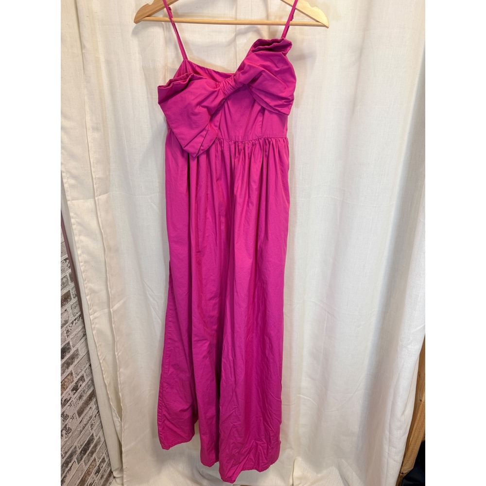 Hutch Jumpsuit Women XS Pink Oversized Bow Wide Leg Smocked Cotton Poplin